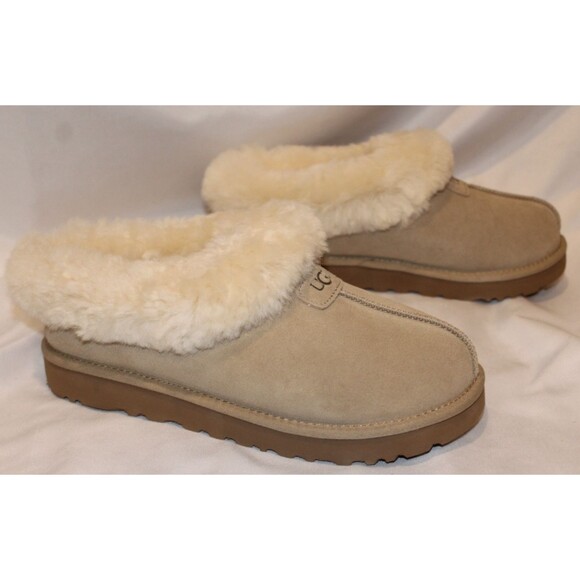 NIB UGG WOMEN'S TAZETTE SUEDE SHEARLING SLIP ON SLIPPERS MSC‎ TAN NIB - Picture 1 of 8